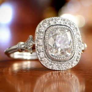 Art Deco Sterling 925 white sapphire ring size 6